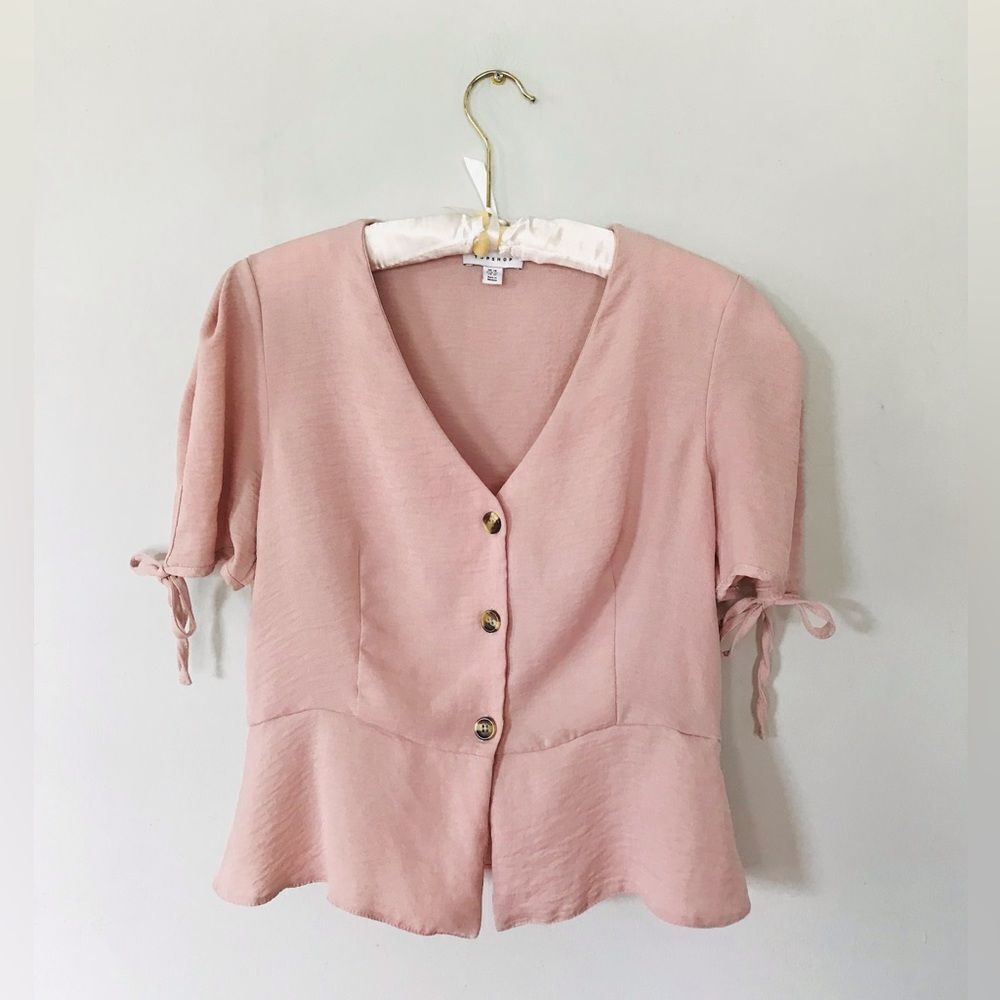 Topshop | pink peplum top | size 10